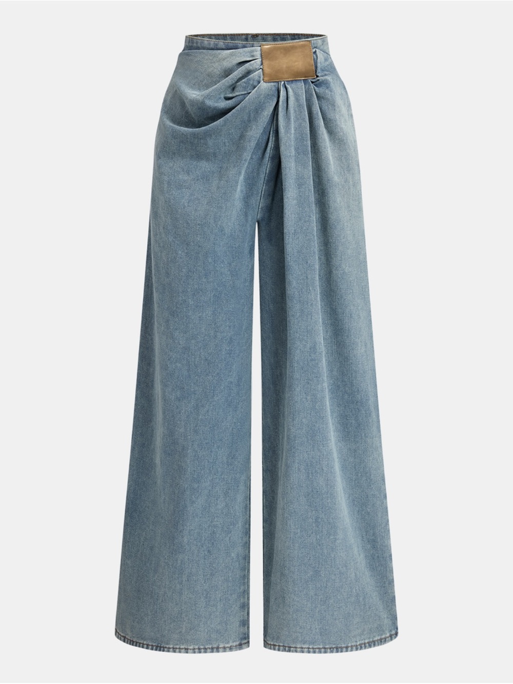 Commense Asymmetrical Ruched Denim Wide Leg Jeans XL/ 12